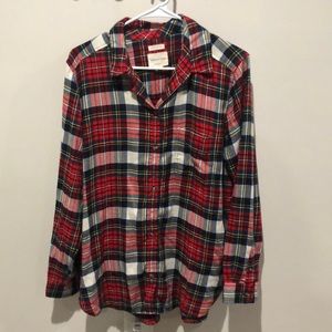 BOGO American Eagle AEO Red Blue Green Tan Yellow Plaid Boyfriend Flannel